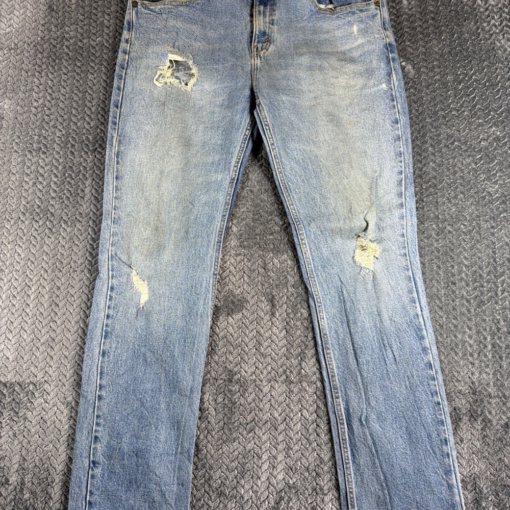 Levi's 511 Blue Jeans Men's 34x30 Regular Fit Straight Leg Med Wash Distressed